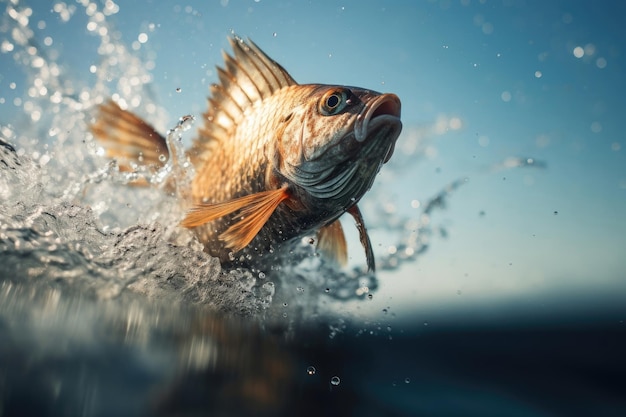 Flying fish jump over the sea