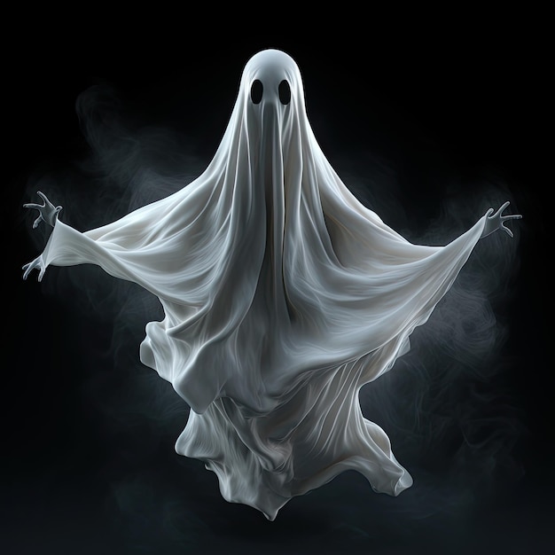 Flying ghost for halloween AI generation Illustration