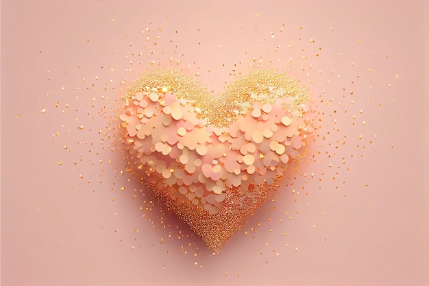 Flying heart shaped sparkles