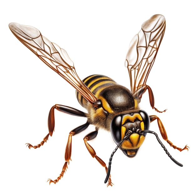 A flying hornet is cut out on a transparent background hornet for inserting into a design or project