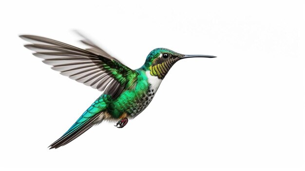 flying hummingbird isolated on white background