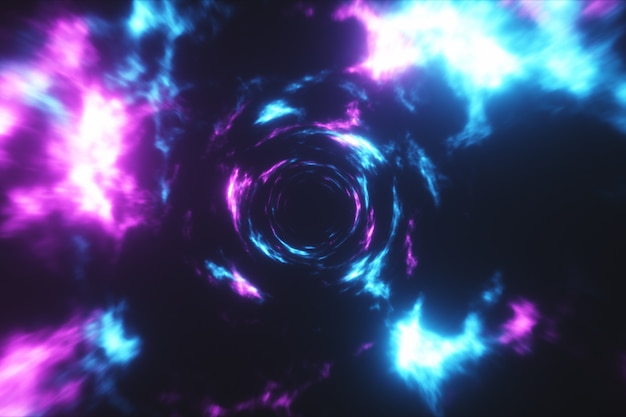 Фото Полет в красочном абстрактном энергетическом туннеле в космическом пространстве