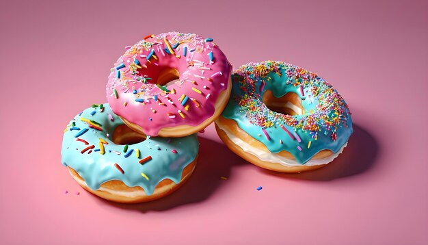 Flying Isolated donut on light background sweet isolated food cake dessert bakery background