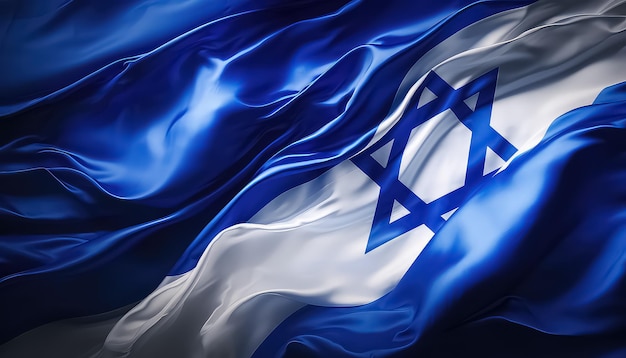 Flying Israeli flag closeup