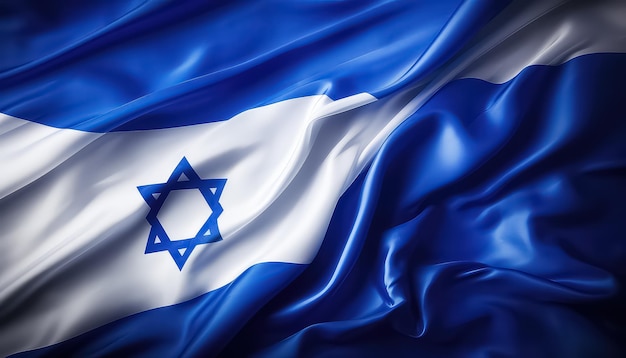 Flying Israeli flag closeup