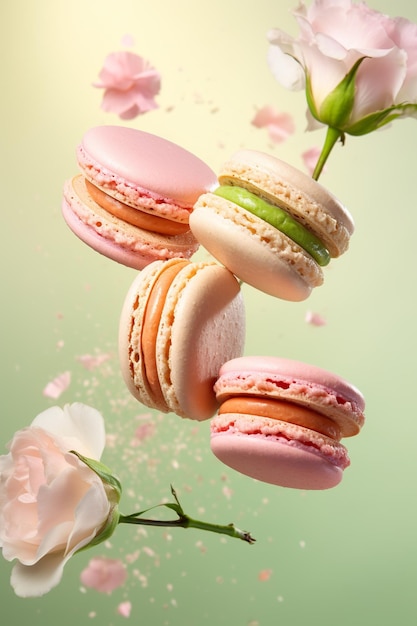 flying macaroons evoking a whimsical and magical ambiance