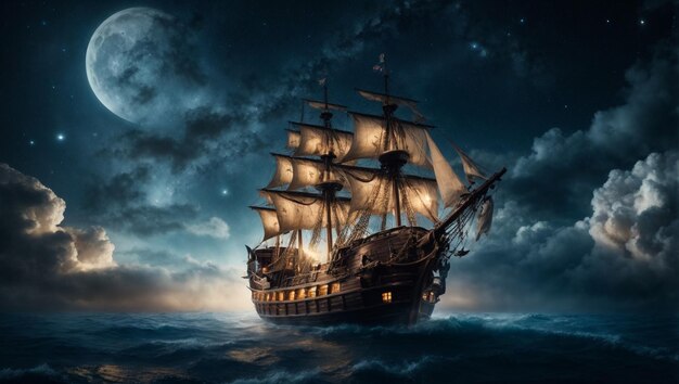 Flying old ship in the stormy clouds Flying old ship in the stormy dark clouds Flying old ship