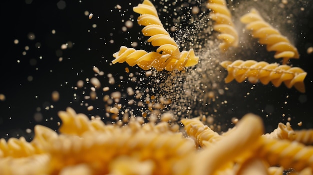 Foto pasta volante isolata su sfondo nero