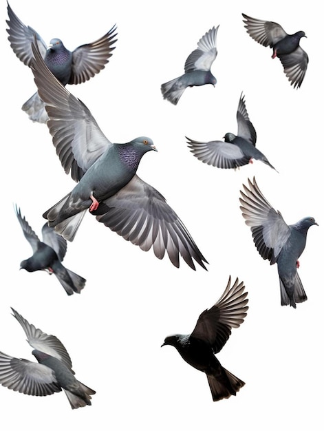 Photo flying pigeons