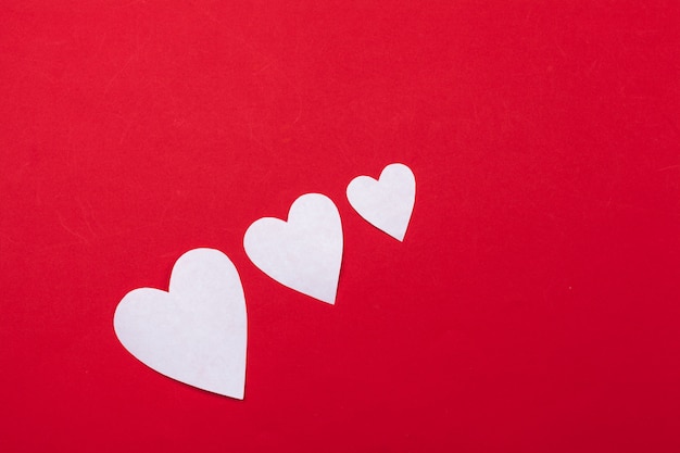 Flying red paper hearts. Valentine's Day. love. Copy space.