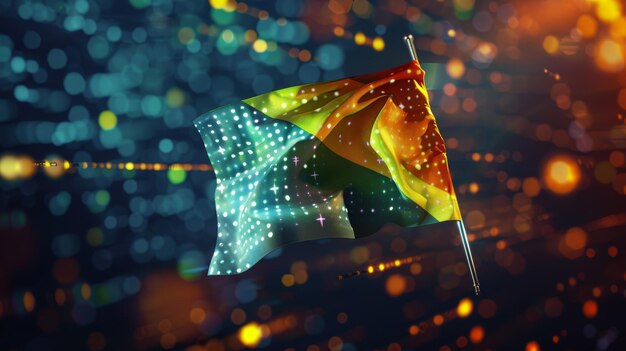 Photo flying senegalese flag in the wind 3d illustration full page