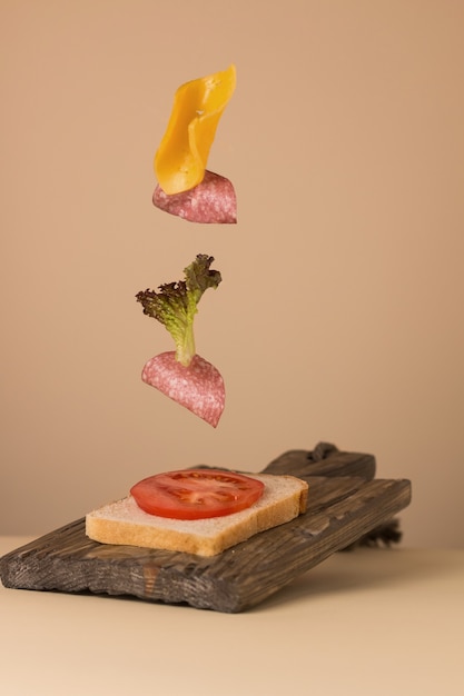 Flying vegetable sandwich