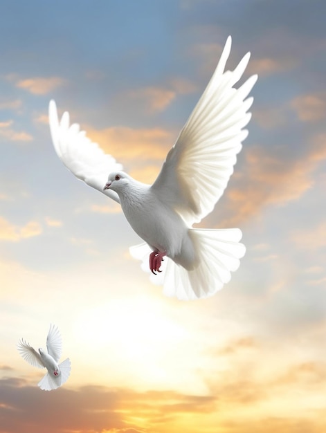 Фото Летающий белый голубь