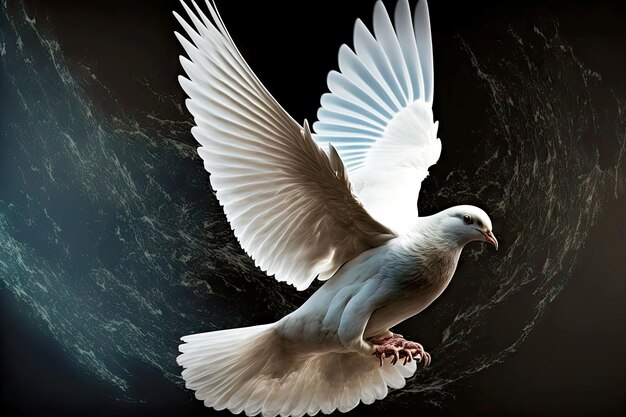 Photo flying over world beautiful white peace dove