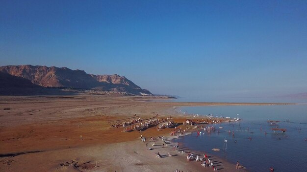 flyover of the dead sea and desert in Israel