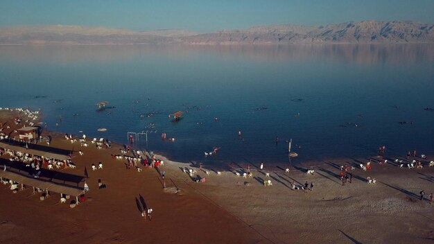 flyover of the dead sea and desert in Israel