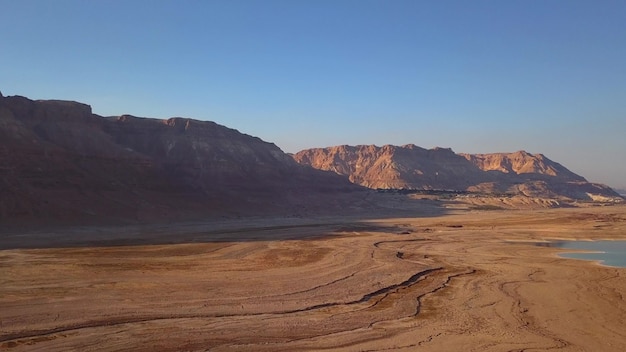 flyover of the dead sea and desert in Israel