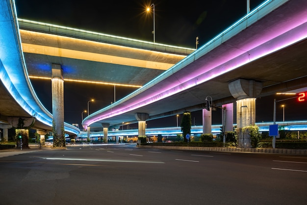 Flyovers and expressways glowing at night