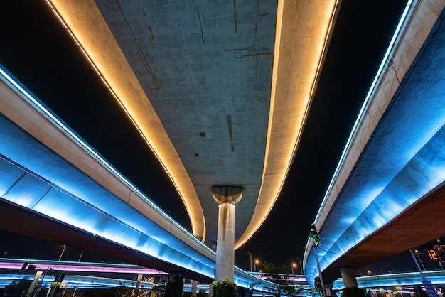 Flyovers and expressways glowing at night