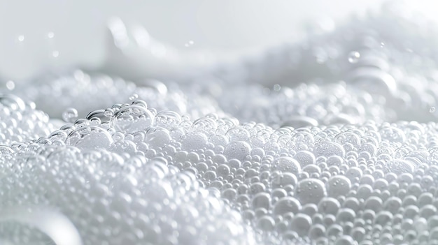 Foam and bubbles on white background