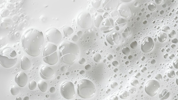 Foam and bubbles on white background