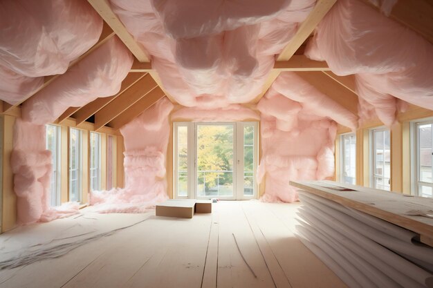 Foam sprayed insulated attic