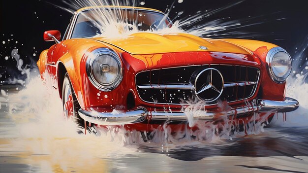 Foamy Car Shampoo and Sponge oil painting