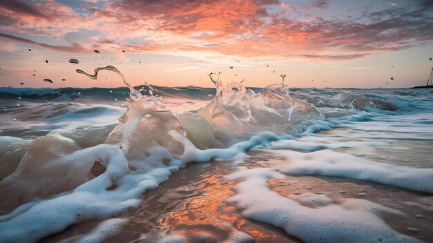 Foamy waves of the ocean