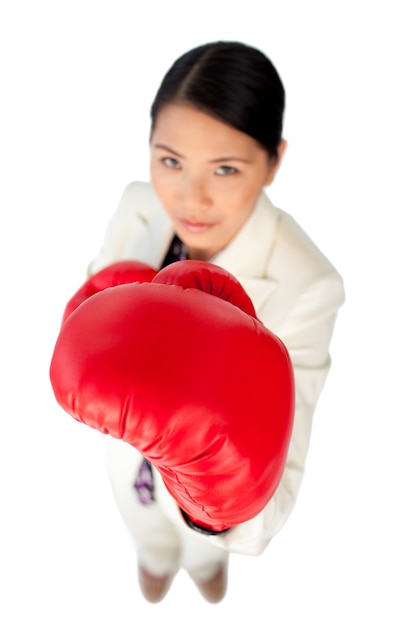 Focus on boxing gloves