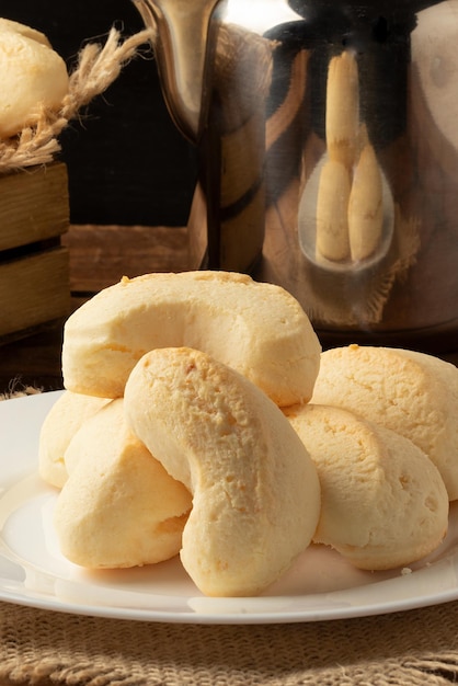 Focus on Brazilian cheese biscuit on plate