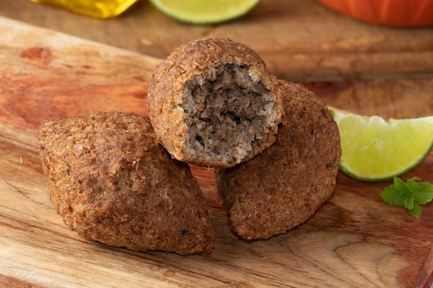 Focus on delicious Arabian snack kibbeh