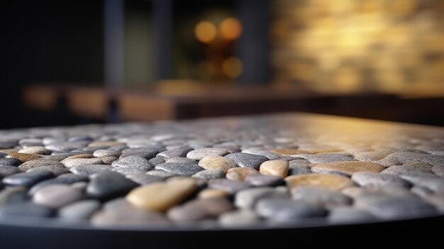 Focus on designer stone table generative AI