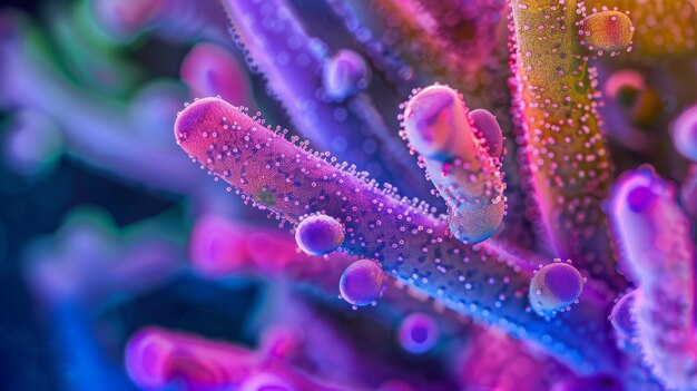 Focus on the mesmerizing colors of a microscopic bac AI generated illustration