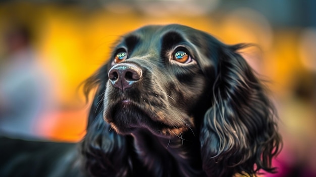 Focus op zwarte mooie neus Close-up portret van mooie zwarte spaniel hond De bi generatieve AI