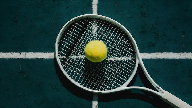 Focus on a racket with a ball