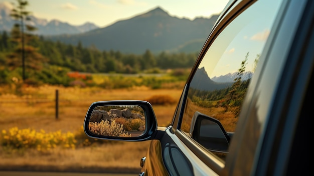 Focus on rear view mirror of a car generative ai