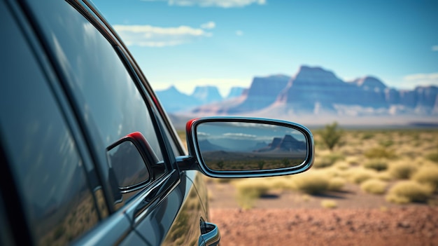 Focus on rear view mirror of a car generative ai