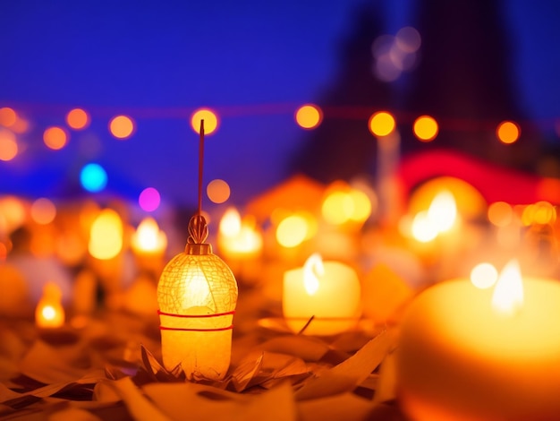 focus shot of Diwali festival in New Delhi on cozy blurred background nighttime