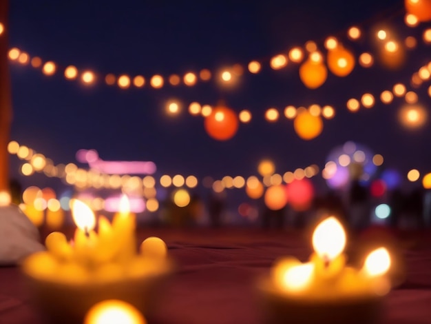 focus shot of Diwali festival in New Delhi on cozy blurred background nighttime