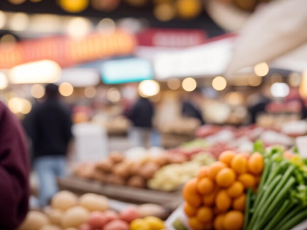 focus shot of market on black cozy blurred background