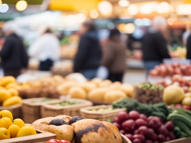 focus shot of market on black cozy blurred background