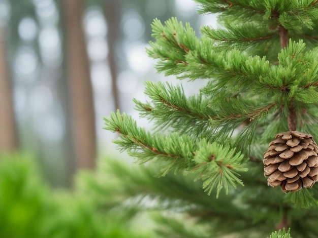 focus shot of pine on cozy blurred background