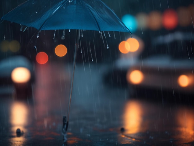 focus shot of rain on cozy blurred background