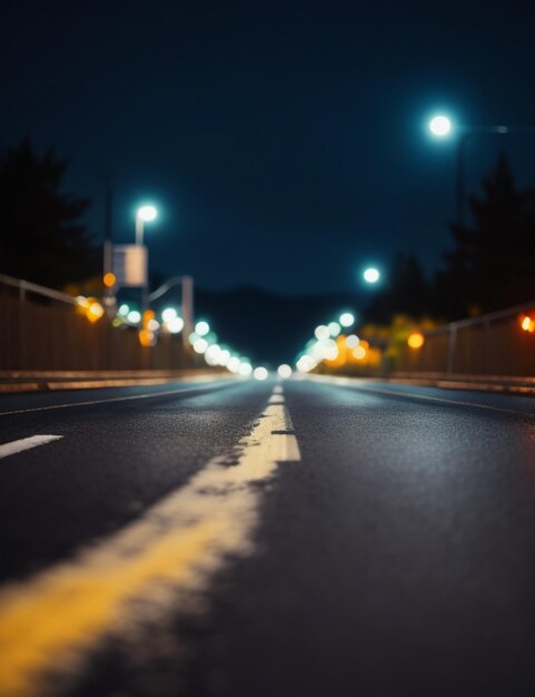 focus shot of road on cozy blurred background