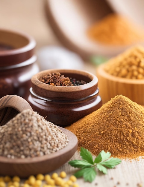 focus shot of spices on cozy blurred background