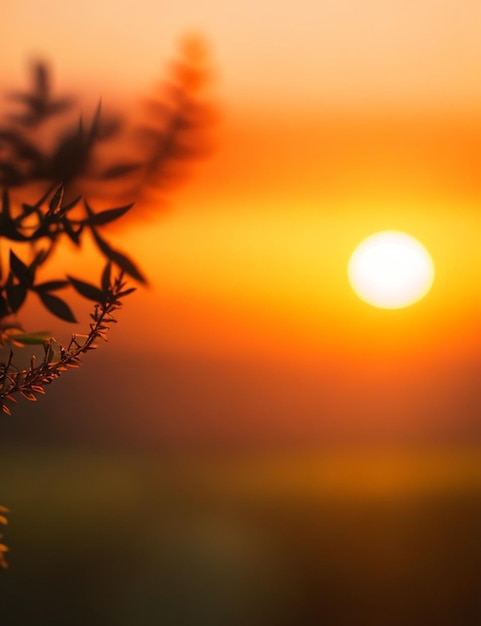 focus shot of sunset on cozy blurred background nighttime