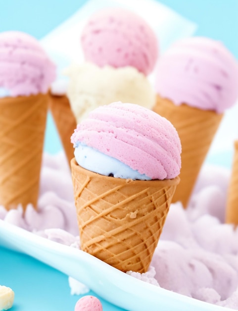 focus shot of top view over ice cream pop stickles on cozy blurred background