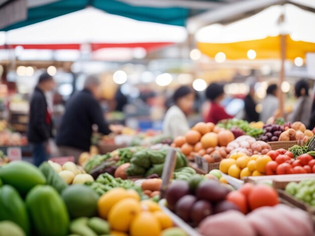 focus shot van de markt op zwarte gezellige wazige achtergrond