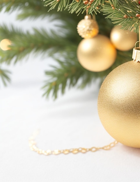focus shot van kerst gouden decoratie op wit op gezellige wazige achtergrond
