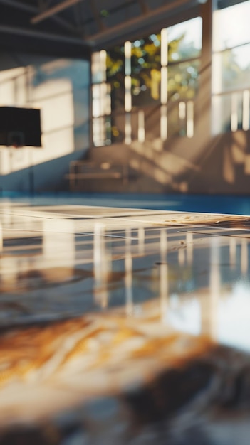 focus view of basketball practice court